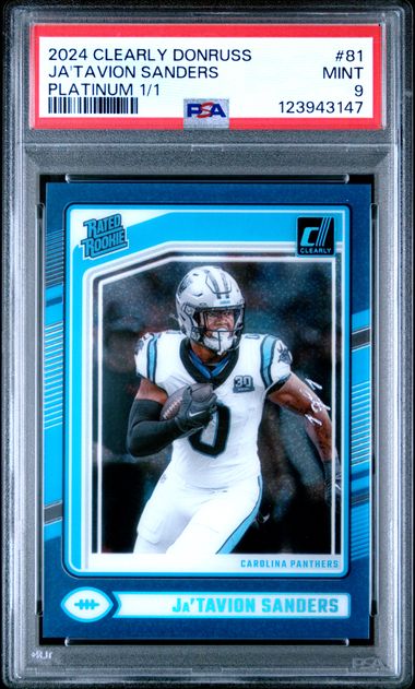 2024 PANINI CLEARLY DONRUSS #81 JA'TAVION SANDERS PLATINUM 1/1 PSA 9 JR9272-30