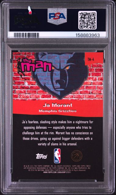 2025 TOPPS FINEST THE MAN #TM-4 JA MORANT PSA 8