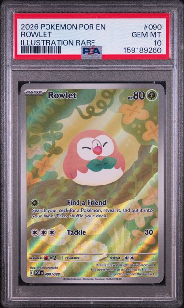 2026 POKEMON POR EN-PERFECT ORDER #090 ROWLET ILLUSTRATION RARE PSA 10 SC1