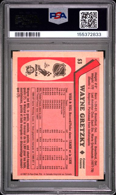 1987 O-PEE-CHEE #53 WAYNE GRETZKY PSA 8