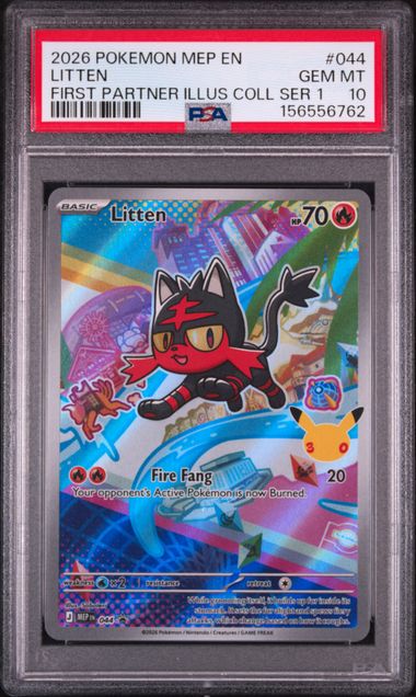 2026 POKEMON MEP EN-ME BLACK STAR PROMO #044 LITTEN FIRST PARTNER ILLUS COLL SER 1. PSA 10. SC1