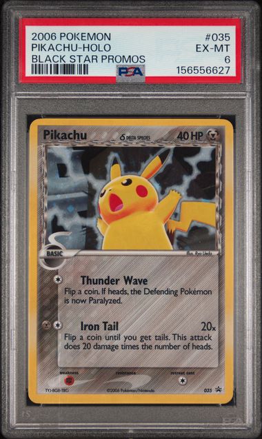 2006 POKEMON BLACK STAR PROMOS #035 PIKACHU-HOLO BLACK STAR PROMOS PSA 6 SC!