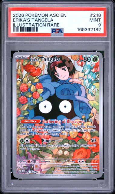 2026 POKEMON ASC EN-ASCENDED HEROES #218 ERIKA'S TANGELA ILLUSTRATION RARE PSA 9 JR9272-3