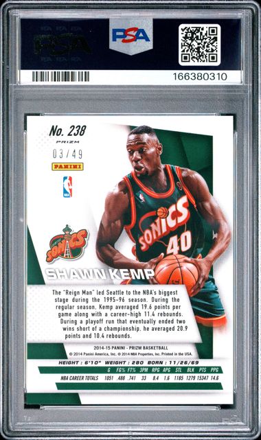 2014 PANINI PRIZM #238 SHAWN KEMP RED PRIZM PSA 9 JR9272-46