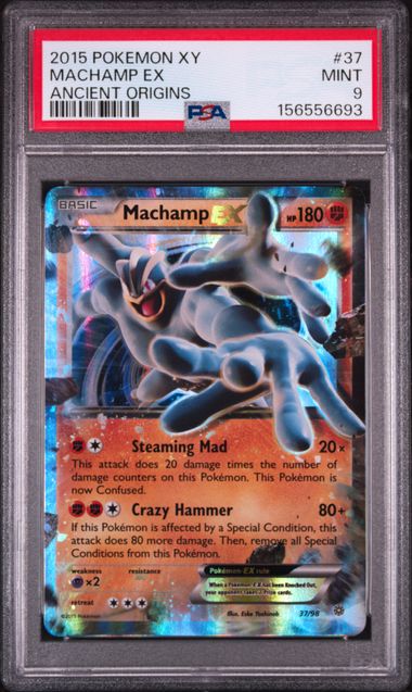 2015 POKEMON XY ANCIENT ORIGINS #37 MACHAMP EX ANCIENT ORIGINS PSA 9 SC1