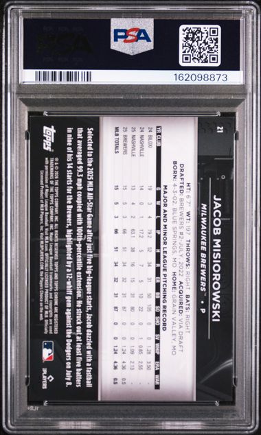 2026 Topps Chrome Black Jacob Misiorowski Rookie Variation #21 PSA 9
