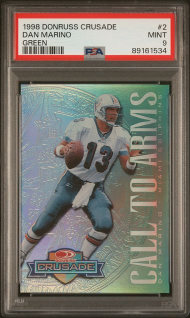 1998 Donruss Crusade Dan Marino Green 034/250 #2 PSA 9