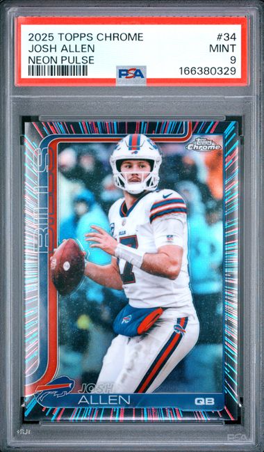 2025 TOPPS CHROME #34 JOSH ALLEN NEON PULSE PSA 9 JR9272-68