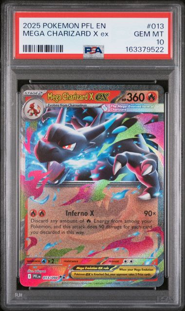 2025 POKEMON PFL EN-PHANTASMAL FLAMES #013 MEGA CHARIZARD X ex PSA 10