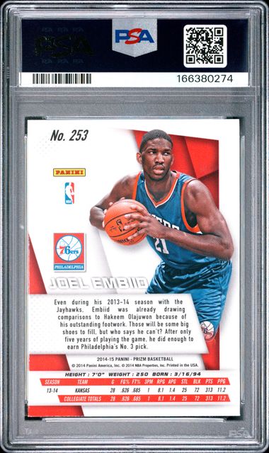 2014 PANINI PRIZM #253 JOEL EMBIID PSA 9 Jr9272-108