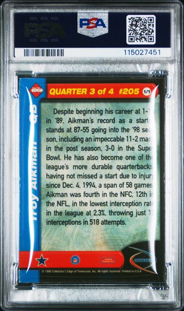 1998 Collector's Edge Odyssey Troy Aikman Single Edge 1/1 #205 PSA 6