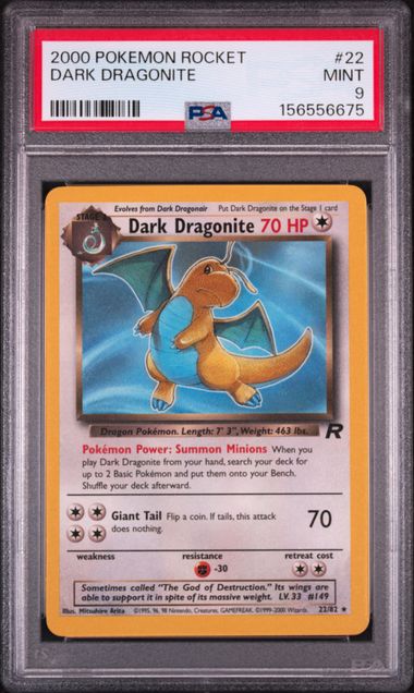 2000 POKEMON ROCKET #22 DARK DRAGONITE PSA 9 SC1