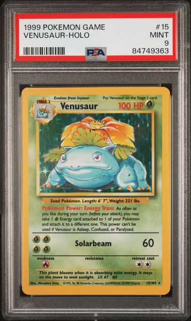 1999 POKEMON GAME #15 VENUSAUR-HOLO PSA 9 SD8248