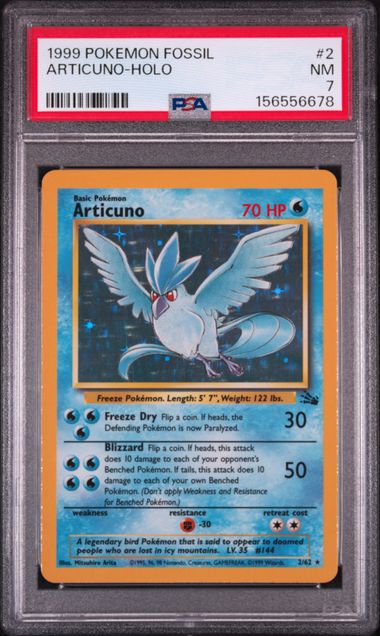 1999 POKEMON FOSSIL #2 ARTICUNO-HOLO PSA 7