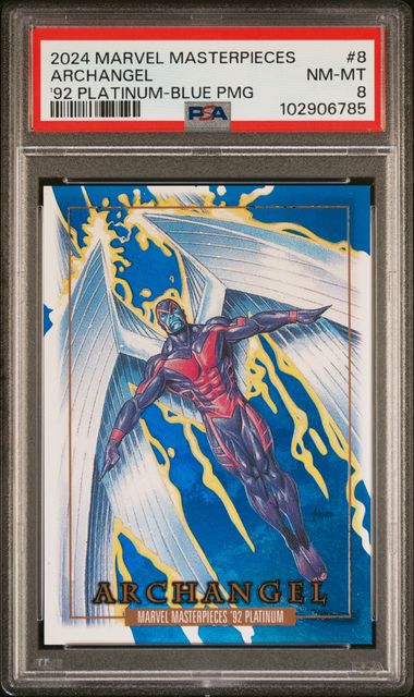 2024 UPPER DECK MARVEL MASTERPIECES '92 PLATINUM #8 ARCHANGEL '92 PLATINUM-BLUE PMG PSA 8