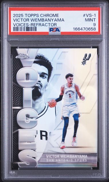 2025 TOPPS CHROME VOICES #VS-1 VICTOR WEMBANYAMA VOICES-REFRACTOR PSA 9