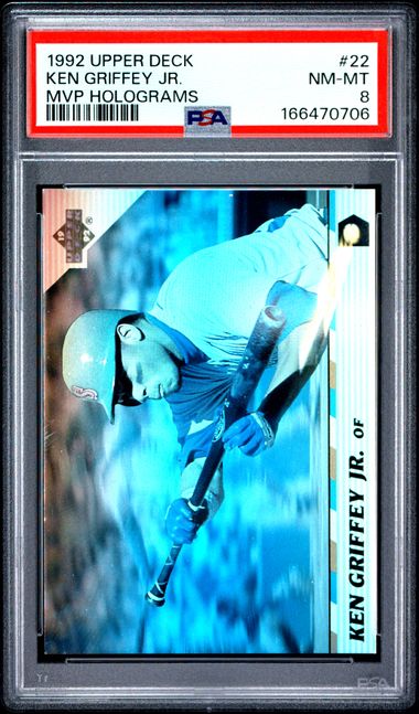 1992 UPPER DECK MVP MVP HOLOGRAMS #22 KEN GRIFFEY JR. MVP HOLOGRAMS PSA 8