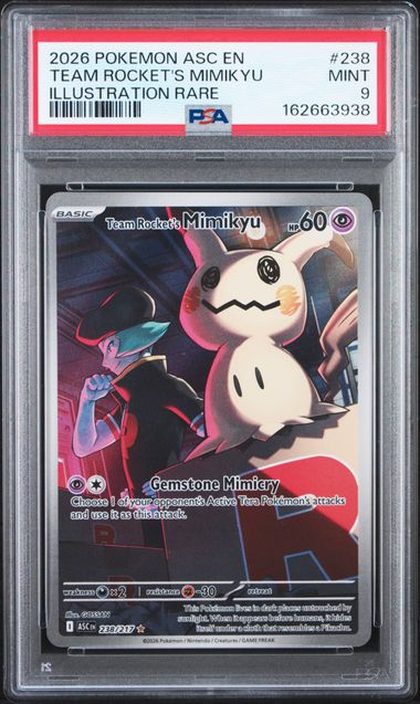 2026 POKEMON ASC EN-ASCENDED HEROES #238 TEAM ROCKET'S MIMIKYU ILLUSTRATION RARE PSA 9 SC1