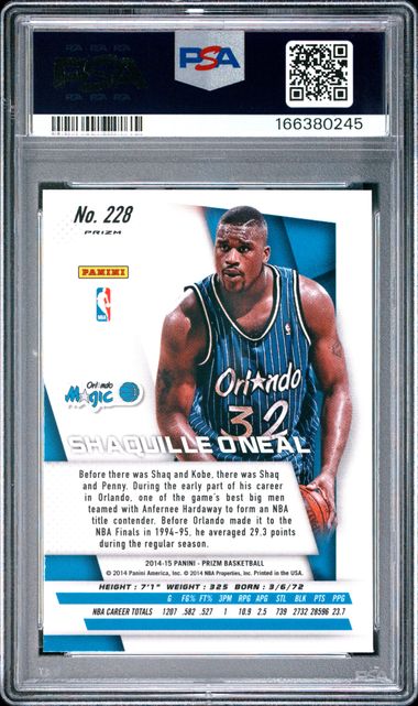 2014 PANINI PRIZM #228 SHAQUILLE O'NEAL YELLOW & RED MOSAIC PRIZM PSA 10 JR9272-88