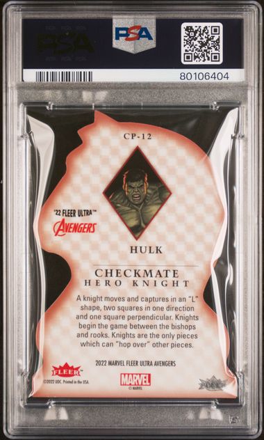 2022 FLEER ULTRA AVENGERS CHECKMATE #CP12 HULK CHECKMATE PSA 9 SC7
