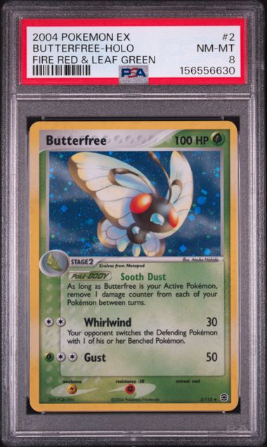 2004 POKEMON EX FIRE RED & LEAF GREEN #2 BUTTERFREE-HOLO FIRE RED & LEAF GREEN PSA 8