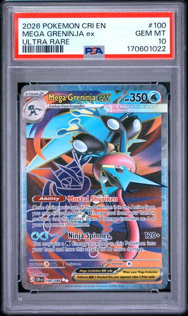 2026 POKEMON CRI EN-CHAOS RISING #100 MEGA GRENINJA ex ULTRA RARE PSA 10 SC1
