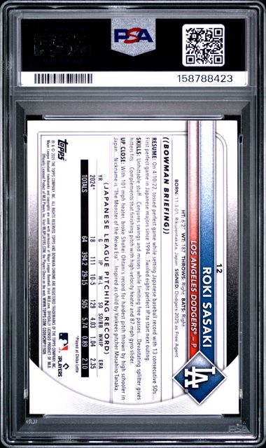 2025 BOWMAN CHROME MEGA BOX #12 ROKI SASAKI PSA 7 SC4