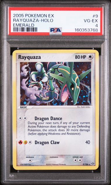 2005 POKEMON EX EMERALD #9 RAYQUAZA-HOLO EMERALD PSA 4 SC1
