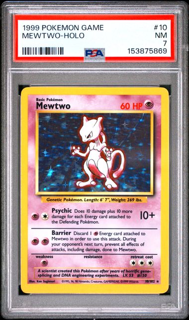 1999 POKEMON GAME #10 MEWTWO-HOLO PSA 7 TA9448