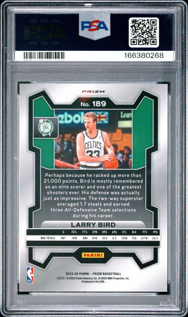 2023 PANINI PRIZM #189 LARRY BIRD RED SPARKLE PSA 10 JR9272-17