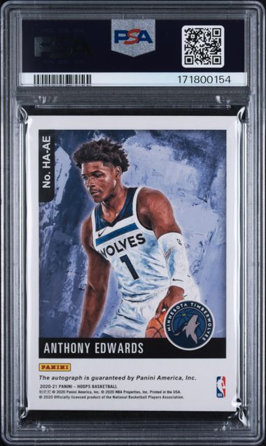 2020 Panini Hoops Anthony Edwards Hoops Art Signatures Auto #HAAE PSA 9