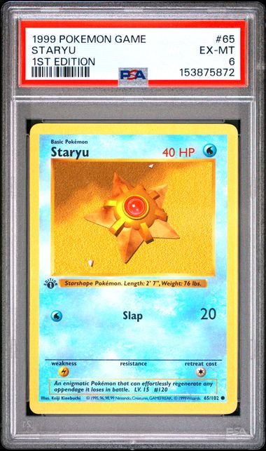 1999 POKEMON GAME #65 STARYU 1ST EDITION PSA 6 TA9448