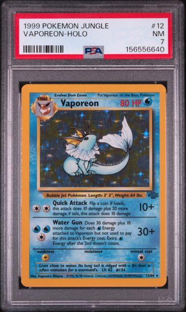 1999 POKEMON JUNGLE #12 VAPOREON-HOLO PSA 7 SC1