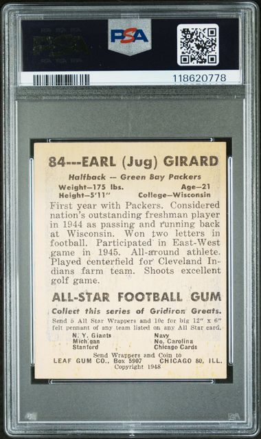 1948 LEAF #84 EARL GIRARD RED BACKGROUND PSA 5