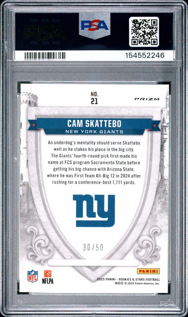 2025 PANINI ROOKIES &amp; STARS CRUSADE #21 CAM SKATTEBO CRUSADE-BLUE PSA 10 SC2