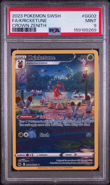 2023 POKEMON SWORD AND SHIELD CROWN ZENITH #GG02 FA/KRICKETUNE CROWN ZENITH PSA 9 SC1
