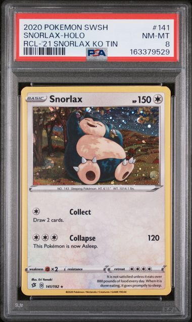 2020 POKEMON SWORD & SHIELD REBEL CLASH #141 SNORLAX-HOLO RCL-'21 SNORLAX KO TIN