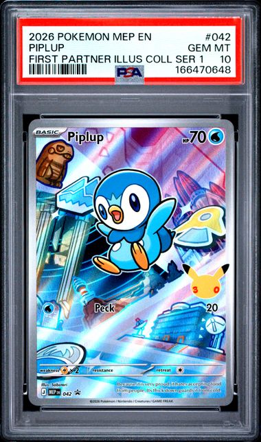 2026 POKEMON MEP EN-ME BLACK STAR PROMO #042 PIPLUP FIRST PARTNER ILLUS COLL SER 1 PSA 10