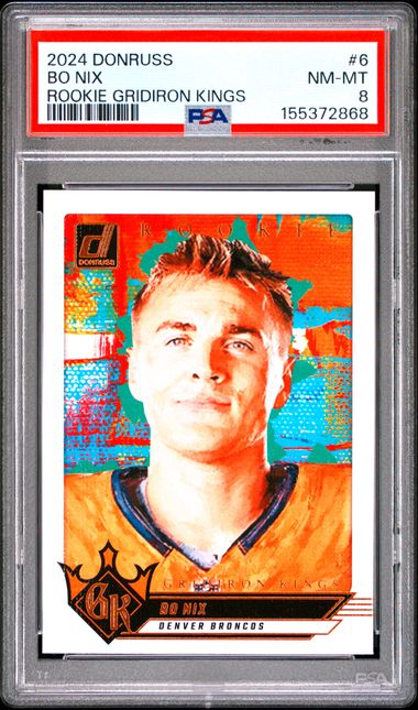 2024 PANINI DONRUSS ROOKIE GRIDIRON KINGS #6 BO NIX PSA 8