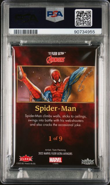 2022 FLEER ULTRA AVENGERS 3 X 3 #1 SPIDER-MAN 3 X 3 PSA 8 SC7