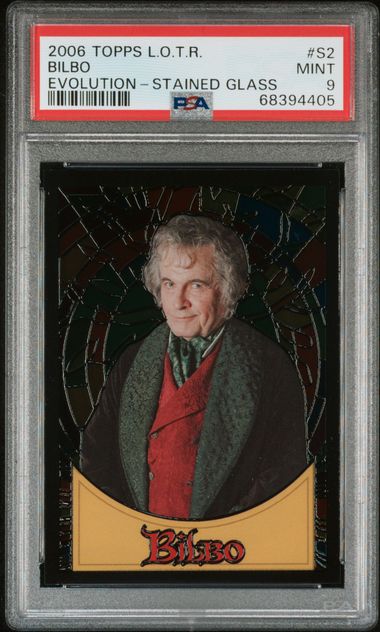 2006 TOPPS LOTR BILBO EVOLUTION - STAINED GLASS PSA 9