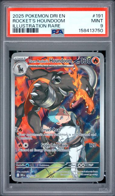 2025 POKEMON DRI EN-DESTINED RIVALS #191 ROCKET'S HOUNDOOM ILLUSTRATION RARE PSA 9 SC1