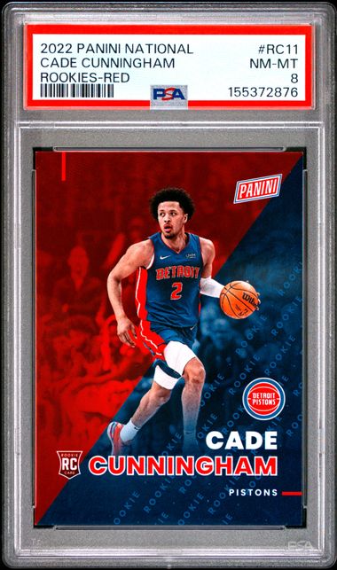 2022 PANINI NATIONAL ROOKIES #RC11 CADE CUNNINGHAM ROOKIES-RED PSA 8