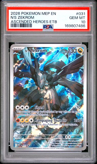 2026 POKEMON MEP EN-ME BLACK STAR PROMO #031 N'S ZEKROM ASCENDED HEROES ETB PSA 10 SC1