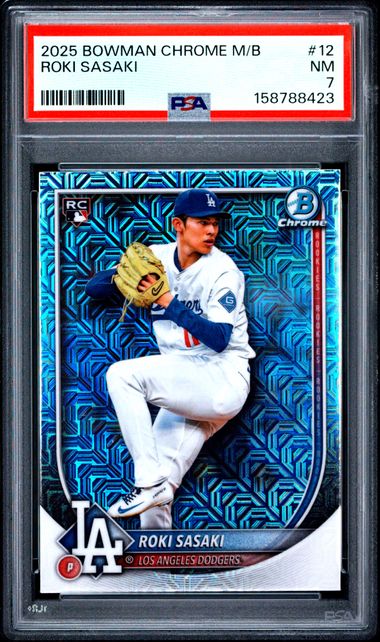 2025 BOWMAN CHROME MEGA BOX #12 ROKI SASAKI PSA 7 SC4