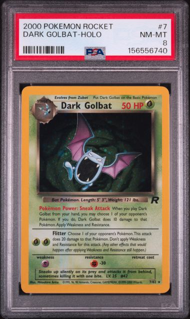 2000 POKEMON ROCKET #7 DARK GOLBAT-HOLO PSA 8 SC1