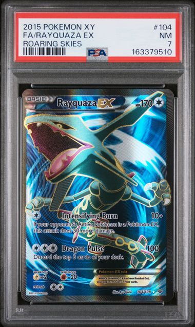 2015 POKEMON XY ROARING SKIES #104 FA/RAYQUAZA EX ROARING SKIES PSA 7