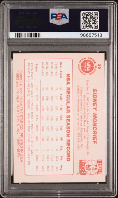 1983-84 Star Sidney Moncrief #39 PSA 5 Milwaukee Bucks