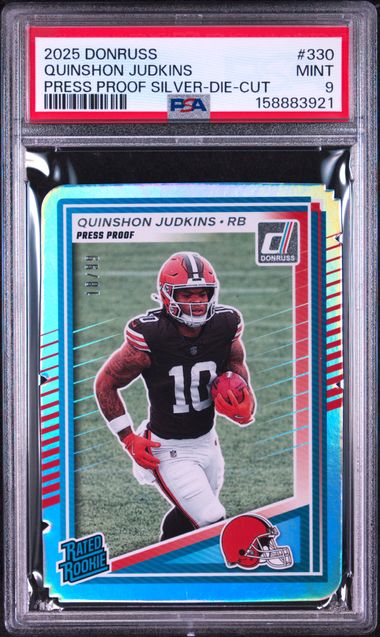 2025 PANINI DONRUSS #330 QUINSHON JUDKINS PRESS PROOF SILVER-DIE-CUT PSA 9