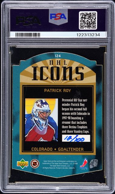1997 Upper Deck SP Authentic Icons Patrick Roy Die-Cut 12/100 #124 PSA 7